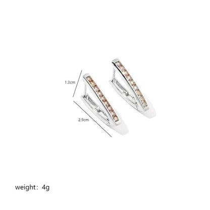 1 Pair Simple Style Geometric Solid Color Inlay Copper Zircon White Gold Plated Hoop Earrings