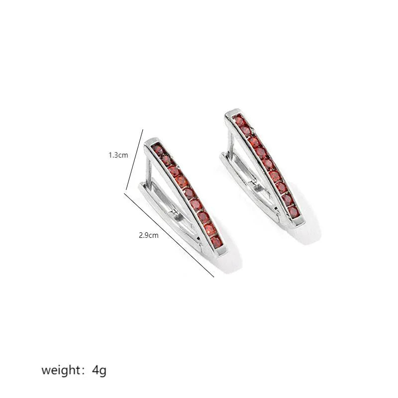 1 Pair Simple Style Geometric Solid Color Inlay Copper Zircon White Gold Plated Hoop Earrings