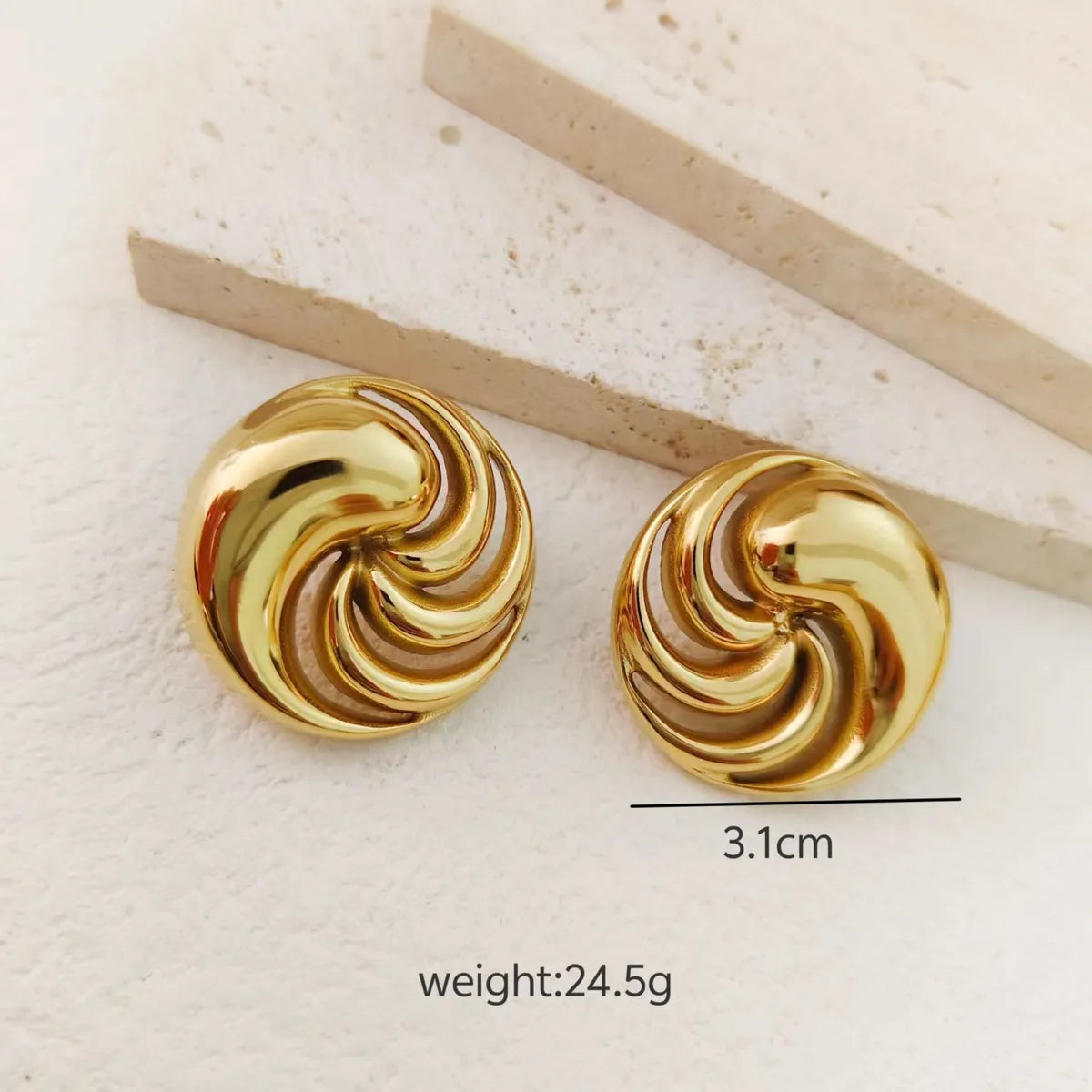 1 Pair Simple Style Geometric Solid Color Plating 304 Stainless Steel 18K Gold Plated Ear Studs