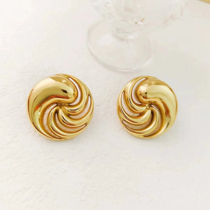 1 Pair Simple Style Geometric Solid Color Plating 304 Stainless Steel 18K Gold Plated Ear Studs