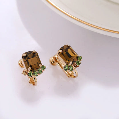 1 Pair Simple Style Geometric Solid Color Plating Artificial Crystal Ear Studs