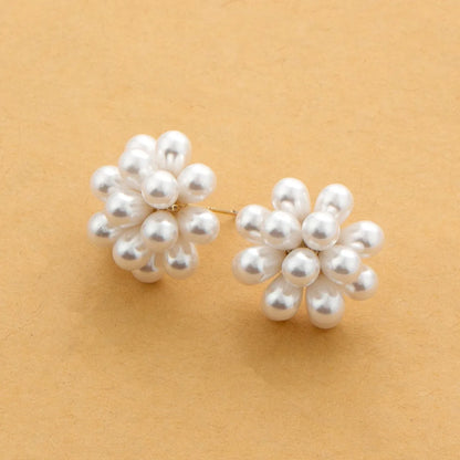 1 Pair Simple Style Geometric Solid Color Plating Copper Ear Studs