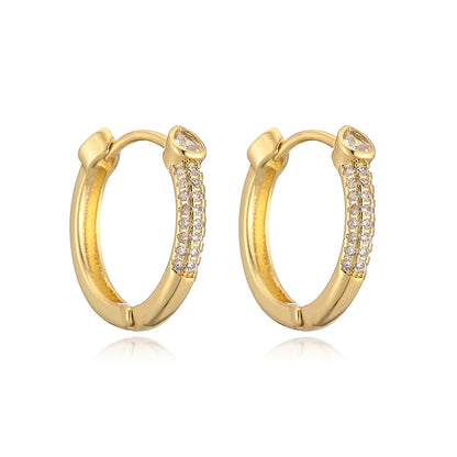 1 Pair Simple Style Geometric Solid Color Plating Inlay Copper Zircon 18k Gold Plated Hoop Earrings