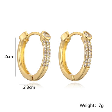 1 Pair Simple Style Geometric Solid Color Plating Inlay Copper Zircon 18k Gold Plated Hoop Earrings