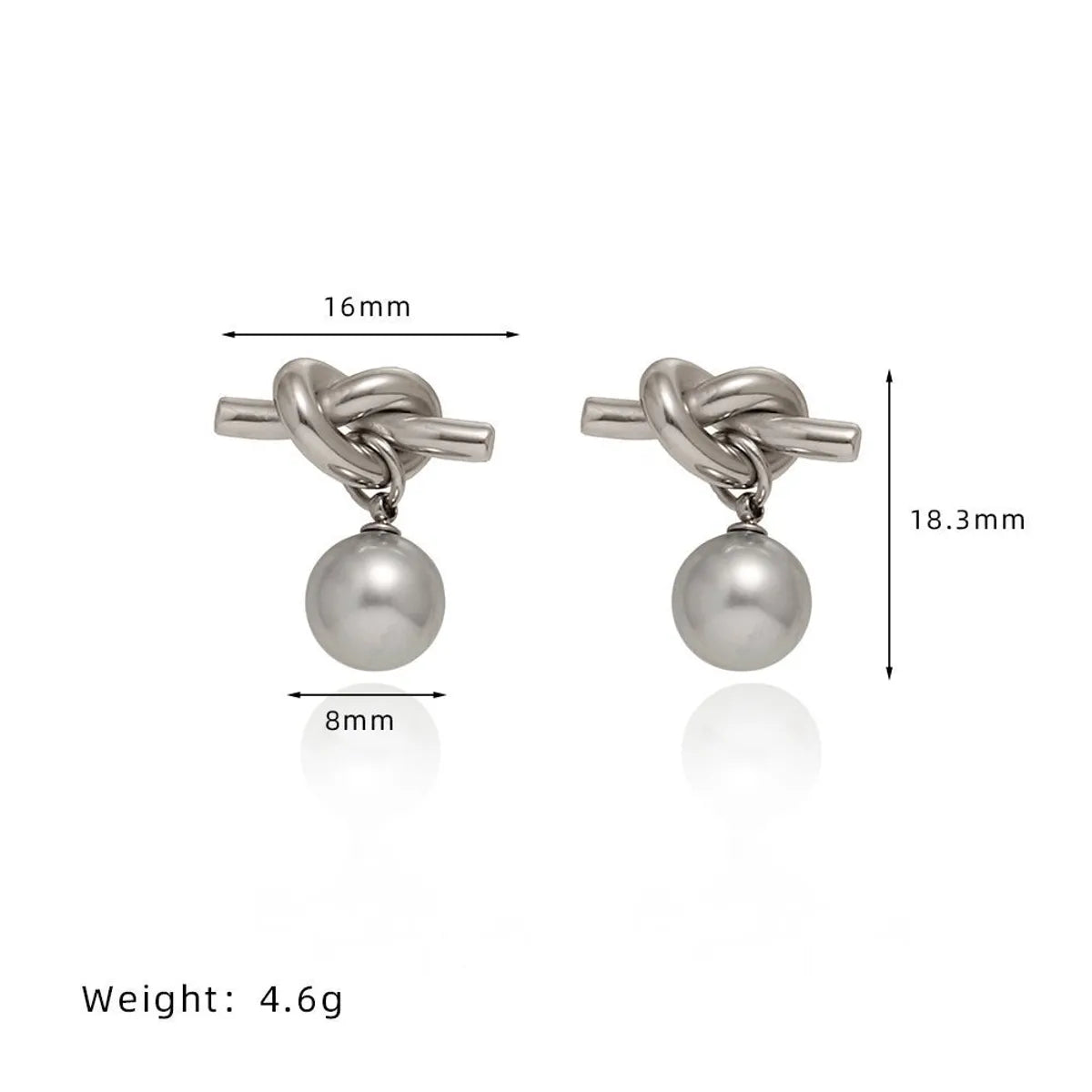 1 Pair Simple Style Geometric Solid Color Plating Inlay Titanium Steel Glass Pearl Drop Earrings