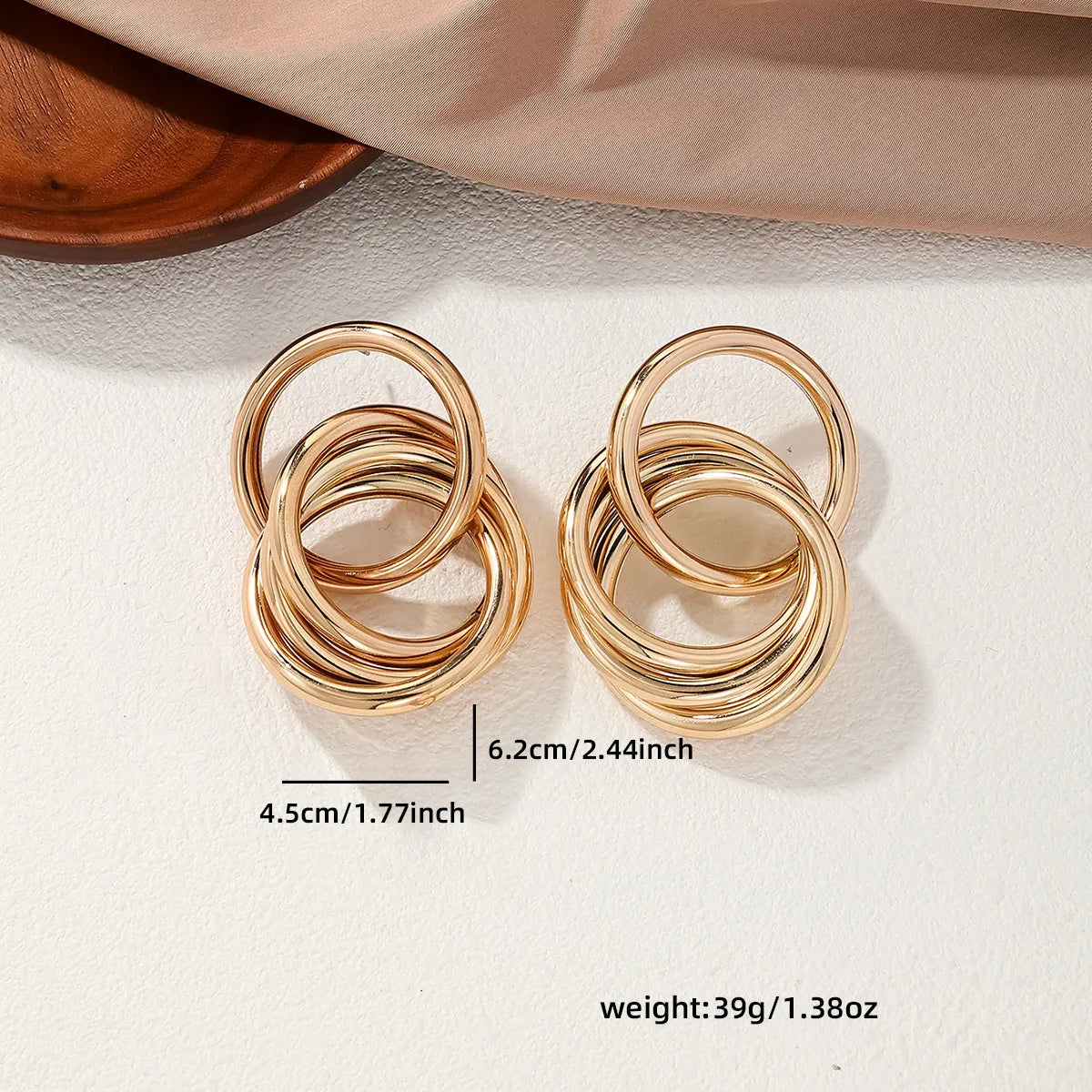 1 Pair Simple Style Geometric Solid Color Plating Metal Ear Studs