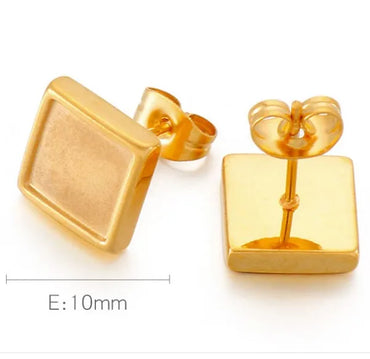 1 Pair Simple Style Geometric Solid Color Plating Stainless Steel 18K Gold Plated Ear Studs