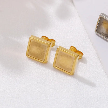 1 Pair Simple Style Geometric Solid Color Plating Stainless Steel 18K Gold Plated Ear Studs