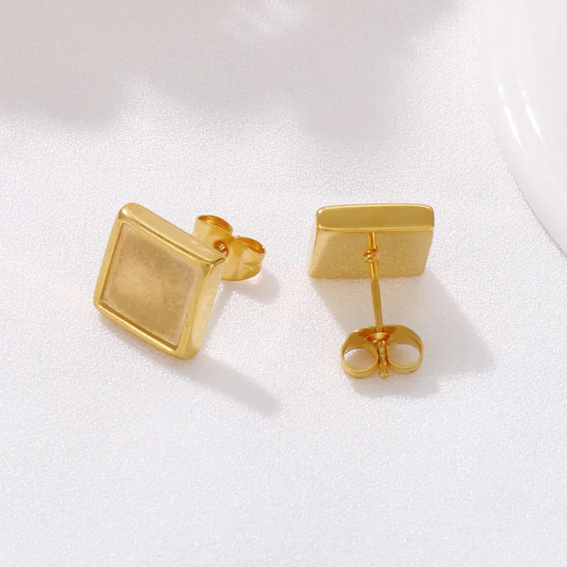 1 Pair Simple Style Geometric Solid Color Plating Stainless Steel 18K Gold Plated Ear Studs