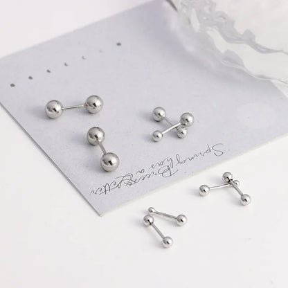 1 Pair Simple Style Geometric Solid Color Plating Sterling Silver Ear Studs