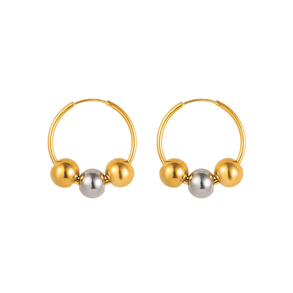 1 Pair Simple Style Geometric Solid Color Plating Titanium Steel 18k Gold Plated Hoop Earrings