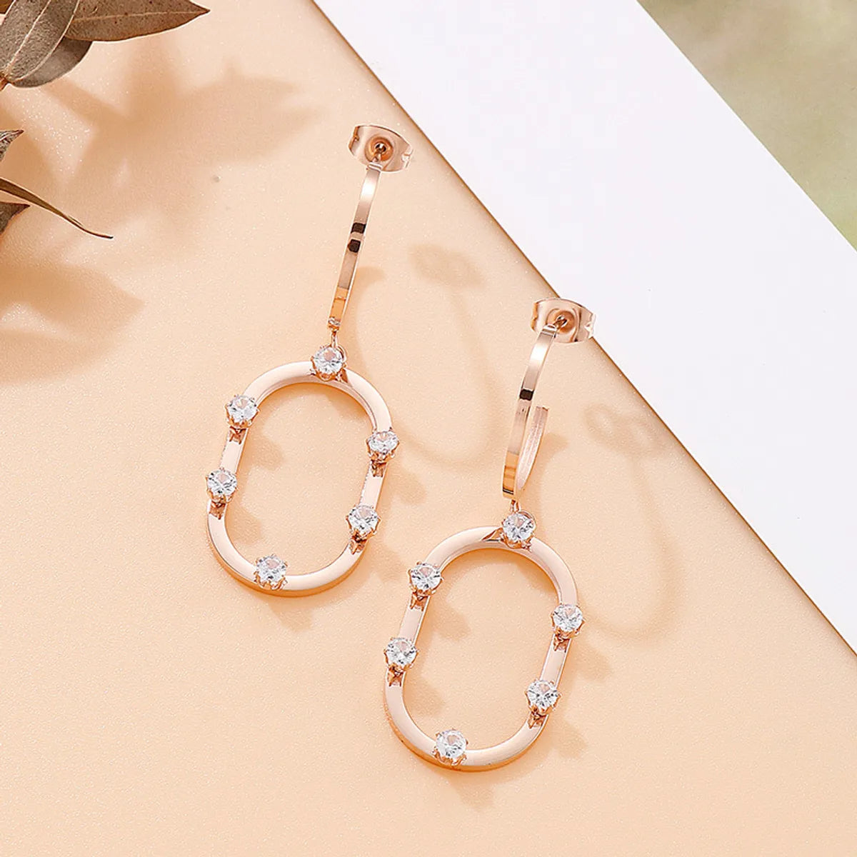 1 Pair Simple Style Geometric Solid Color Plating Titanium Steel Drop Earrings