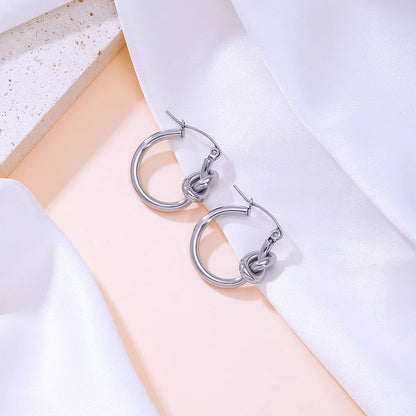 1 Pair Simple Style Geometric Solid Color Plating 304 Stainless Steel 18K Gold Plated Hoop Earrings