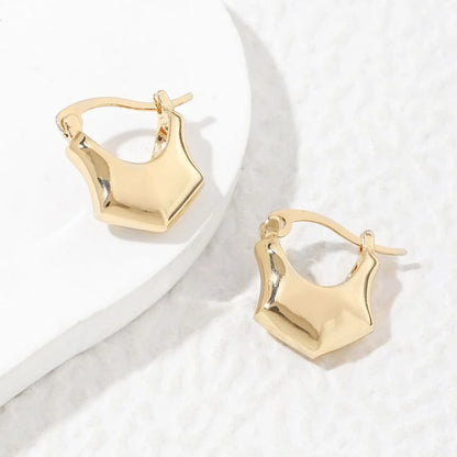 1 Pair Simple Style Geometric Solid Color Polishing Plating Copper 18K Gold Plated Hoop Earrings