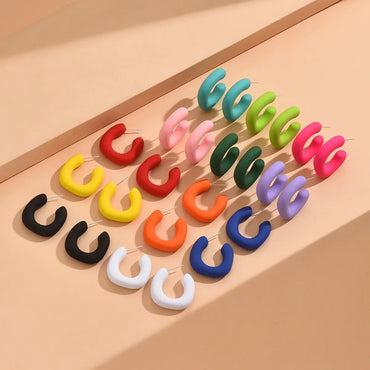 1 Pair Simple Style Geometric Solid Color Spray Paint Arylic Ear Studs