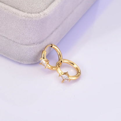 1 Pair Simple Style Geometric Solid Color Titanium Steel 18K Gold Plated Hoop Earrings