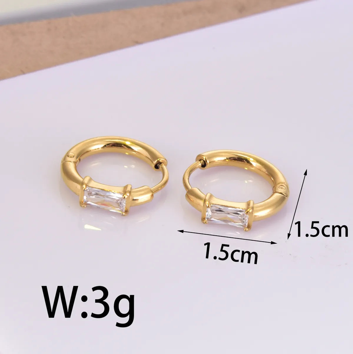 1 Pair Simple Style Geometric Solid Color Titanium Steel 18K Gold Plated Hoop Earrings