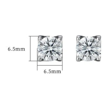 1 Pair Simple Style Geometric Square Gra Plating Inlay Sterling Silver Moissanite Ear Studs