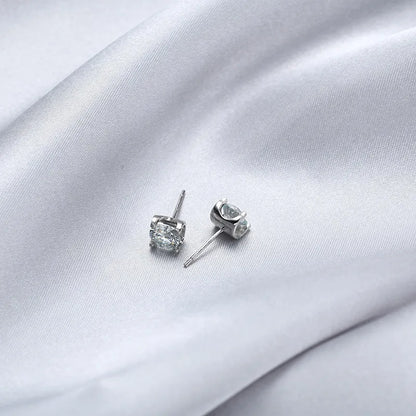 1 Pair Simple Style Geometric Square Gra Plating Inlay Sterling Silver Moissanite Ear Studs