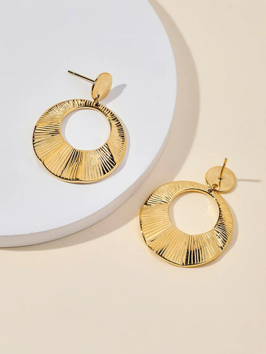 1 Pair Simple Style Geometric Stainless Steel 18k Gold Plated Drop Earrings