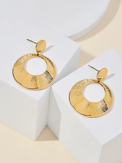 1 Pair Simple Style Geometric Stainless Steel 18k Gold Plated Drop Earrings