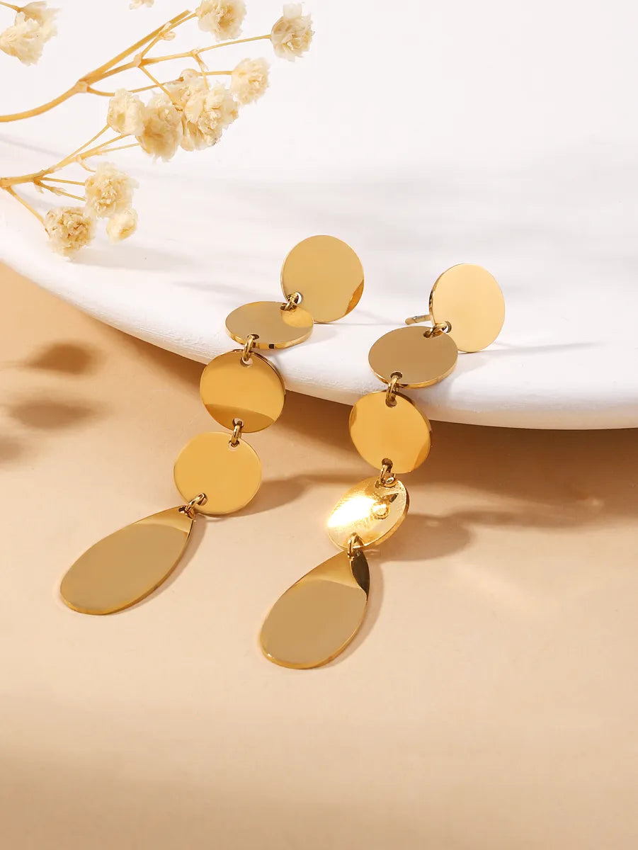 1 Pair Simple Style Geometric 304 Stainless Steel 14K Gold Plated Drop Earrings