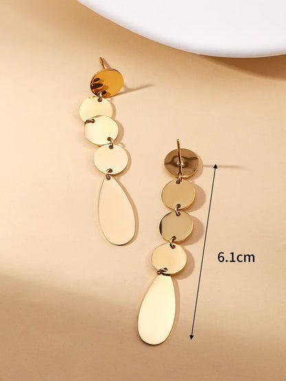 1 Pair Simple Style Geometric 304 Stainless Steel 14K Gold Plated Drop Earrings