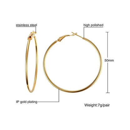 1 Pair Simple Style Geometric Stainless Steel Hoop Earrings