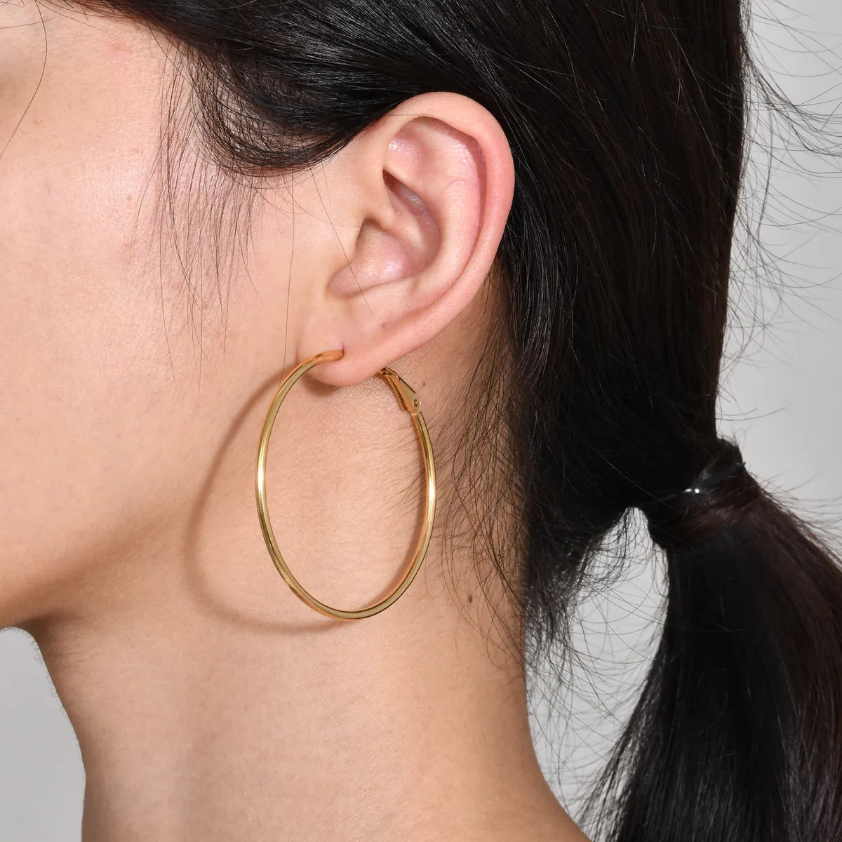 1 Pair Simple Style Geometric Stainless Steel Hoop Earrings