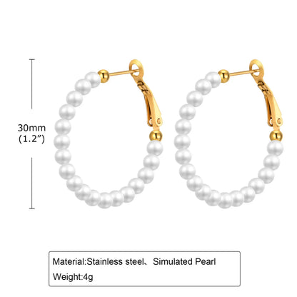 1 Pair Simple Style Geometric Stainless Steel Hoop Earrings