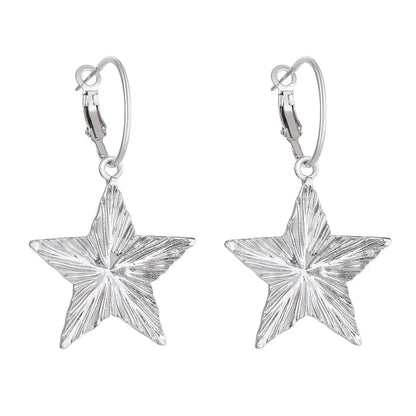 1 Pair Simple Style Geometric Star Plating Alloy Drop Earrings