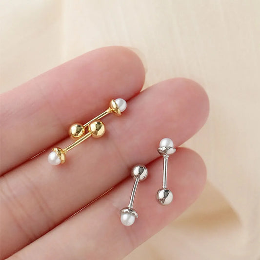 1 Pair Simple Style Geometric Inlay Copper Artificial Pearls Ear Studs