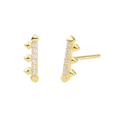 1 Pair Simple Style Geometric Sterling Silver Inlay Zircon White Gold Plated Gold Plated Ear Studs