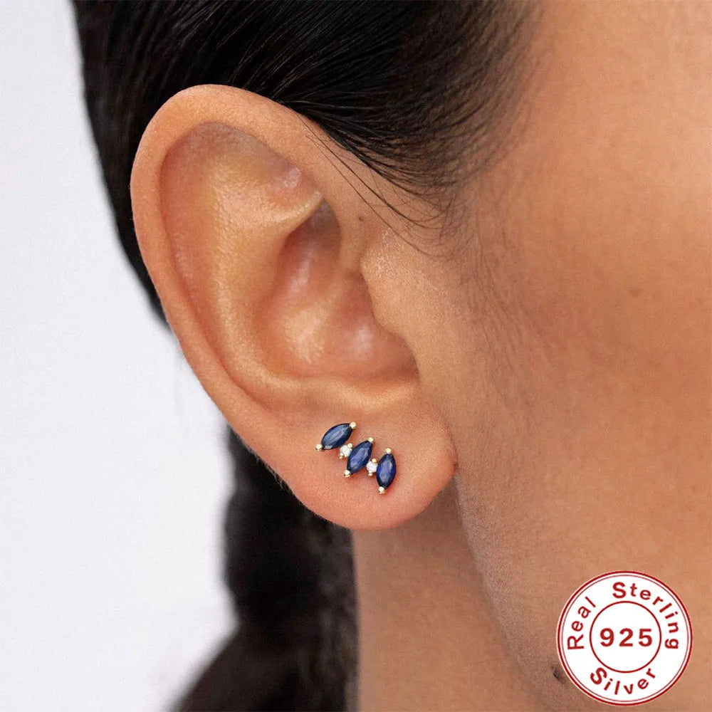 1 Pair Simple Style Geometric Sterling Silver Plating Zircon Ear Studs