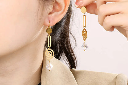 1 Pair Simple Style Geometric Titanium Steel 18k Gold Plated Drop Earrings