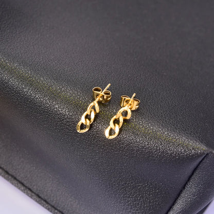 1 Pair Simple Style Geometric Titanium Steel 18K Gold Plated Drop Earrings