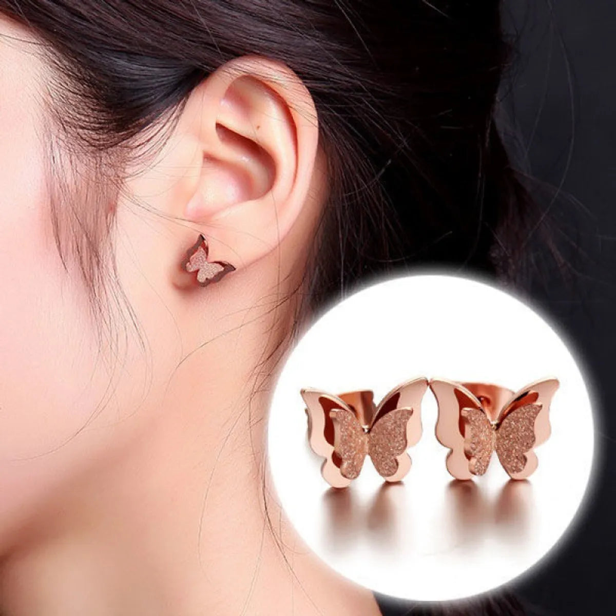 1 Pair Simple Style Geometric Titanium Steel Inlay Rhinestones Zircon Ear Studs