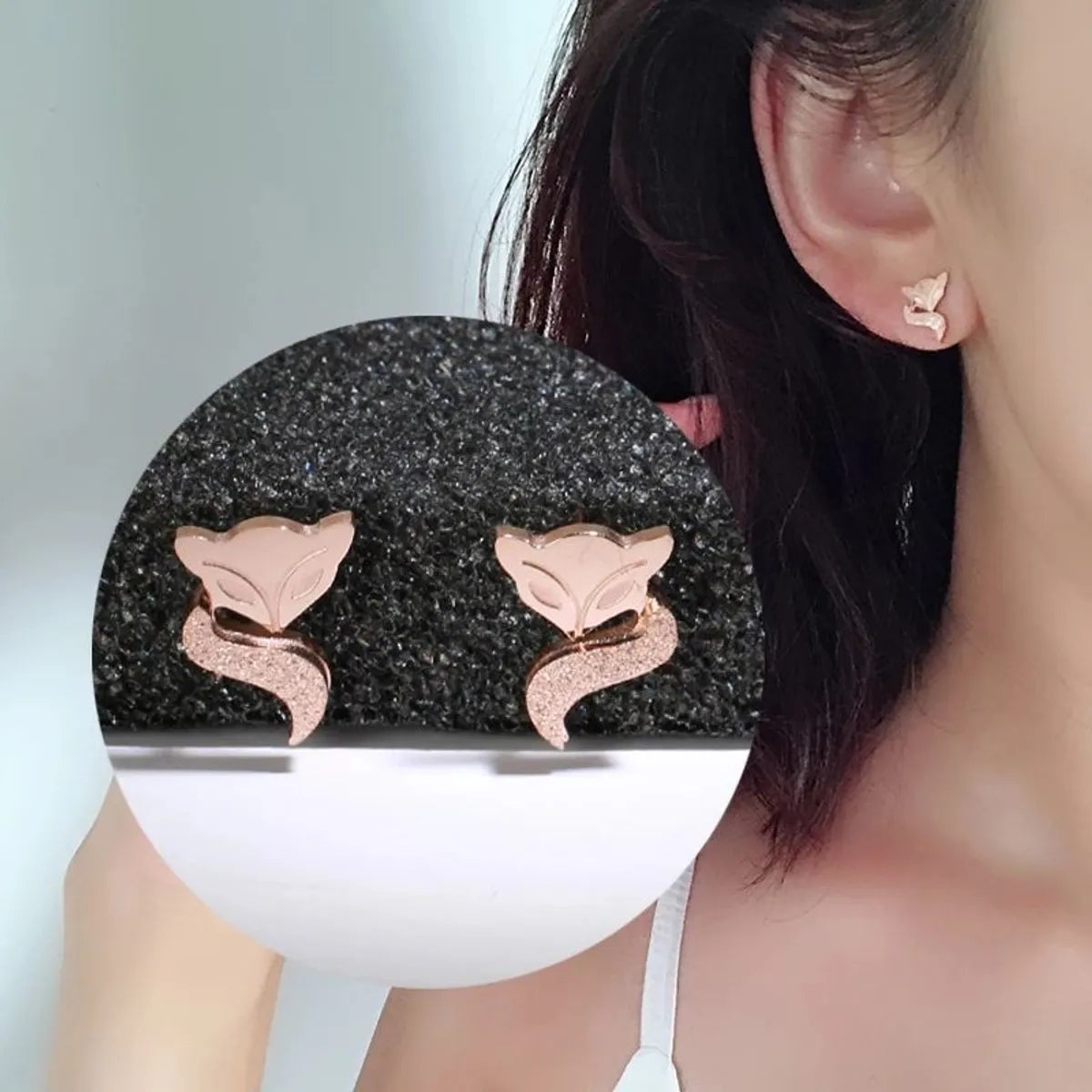 1 Pair Simple Style Geometric Titanium Steel Inlay Rhinestones Zircon Ear Studs