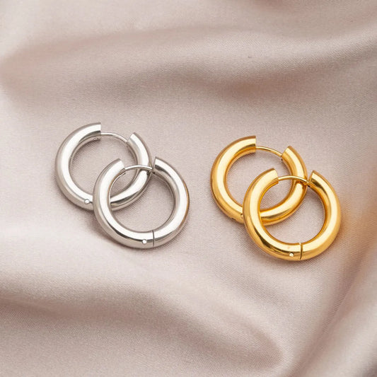 1 Pair Simple Style Geometric Plating Titanium Steel Hoop Earrings