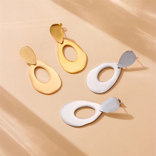 1 Pair Simple Style Geometric Water Droplets 304 Stainless Steel 18K Gold Plated Drop Earrings