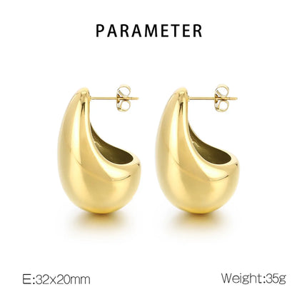 1 Pair Simple Style Geometric Water Droplets Hollow Out 304 Stainless Steel 18K Gold Plated Ear Studs