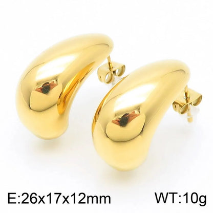 1 Pair Simple Style Geometric Water Droplets Hollow Out 304 Stainless Steel 18K Gold Plated Ear Studs