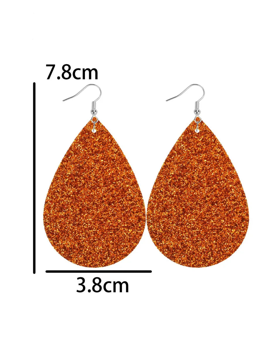 1 Pair Simple Style Geometric Water Droplets Pu Leather Drop Earrings