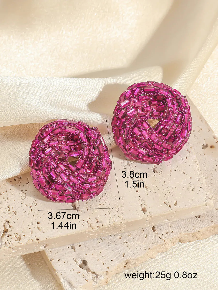 1 Pair Simple Style Geometric Water Droplets Rhinestone Ear Studs