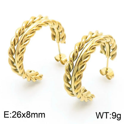 1 Pair Simple Style Grain 304 Stainless Steel 18K Gold Plated Ear Studs