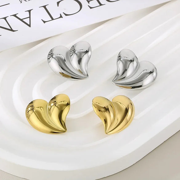 1 Pair Simple Style Heart Shape 304 Stainless Steel 18K Gold Plated Ear Studs