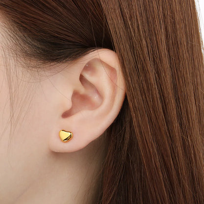 1 Pair Simple Style Heart Shape 304 Stainless Steel 18K Gold Plated Ear Studs