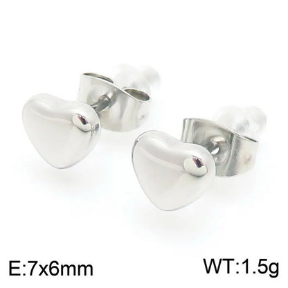 1 Pair Simple Style Heart Shape 304 Stainless Steel 18K Gold Plated Ear Studs