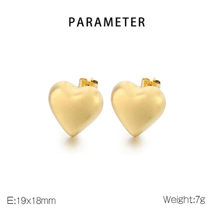 1 Pair Simple Style Heart Shape 304 Stainless Steel 18K Gold Plated Earrings