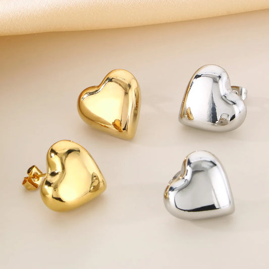 1 Pair Simple Style Heart Shape 304 Stainless Steel 18K Gold Plated Earrings